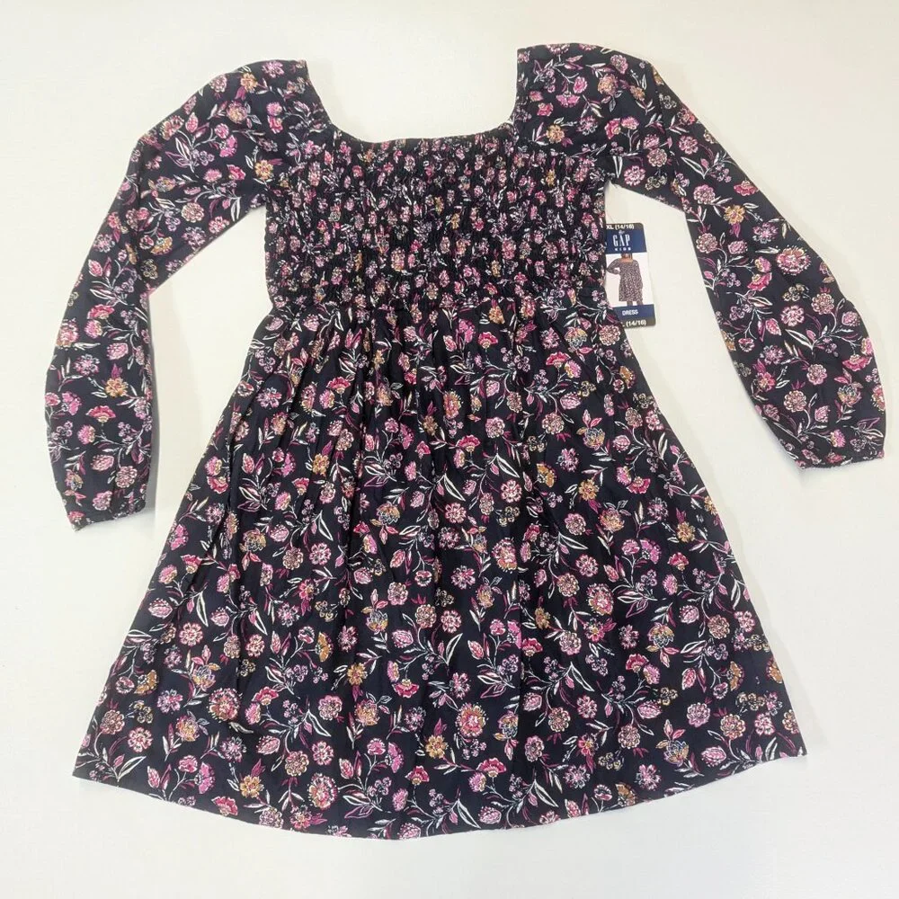 NWT Gap Kids Size XL/14-16 Navy Floral Dress